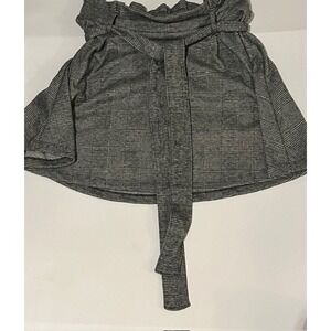 Vylette Women's Ribbed Corduroy Paperbag Mini Skirt with Self Tie Belt